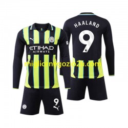 Maglia Manchester City Erling Haaland 9 Bambino Trasferta Divisa 2024-2025 Manica Lunga