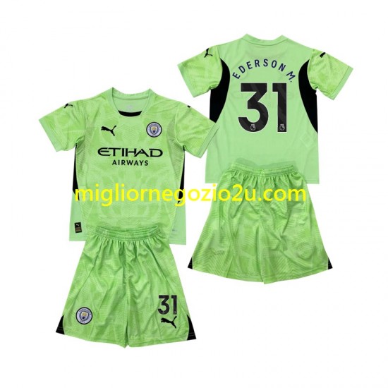 Maglia Manchester City Ederson Moraes 31 2 Portiere Bambino Quarta Divisa 2024-2025 Manica Corta