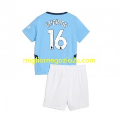 Maglia Manchester City RODRIGO 16 Bambino Casa Divisa 2024-2025 Manica Corta