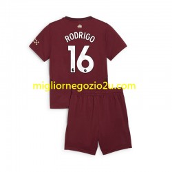 Maglia Manchester City RODRIGO 16 Bambino Terza Divisa 2024-2025 Manica Corta