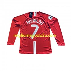 Maglia Manchester United Cristiano Ronaldo 7 Champion League 2007 Retro Uomo Casa Divisa Manica Lunga