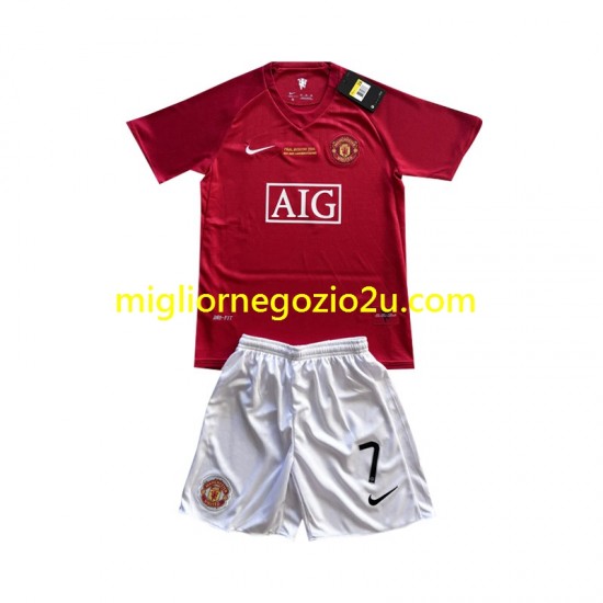 Maglia Manchester United Cristiano Ronaldo 7 Champion League 2007 Retro Bambino Casa Divisa Manica Corta