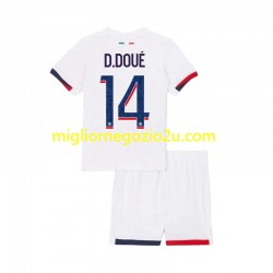 Maglia Paris Saint-Germain Desire Doue 14 Bambino Trasferta Divisa 2024-2025 Manica Corta