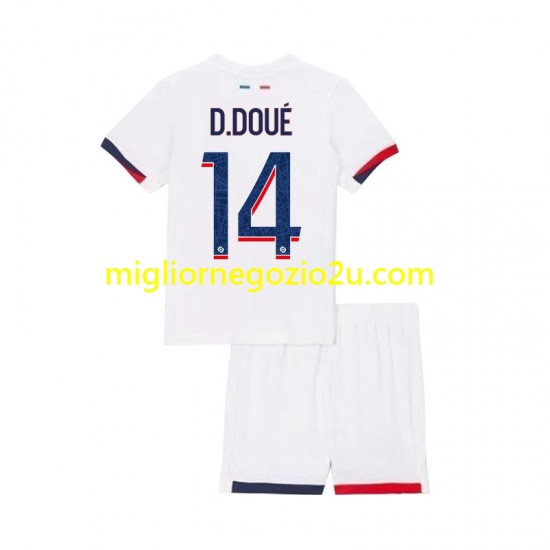 Maglia Paris Saint-Germain Desire Doue 14 Bambino Trasferta Divisa 2024-2025 Manica Corta