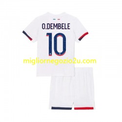 Maglia Paris Saint-Germain Ousmane Dembele 10 Bambino Trasferta Divisa 2024-2025 Manica Corta