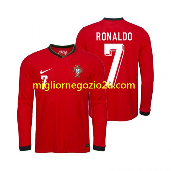 Maglia Portogallo Ronaldo 7 Uomo Casa Divisa Euro 2024 Manica Lunga