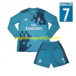 Maglia Real Madrid Cristiano Ronaldo 7 2017 Retro Bambino Terza Divisa Manica Lunga