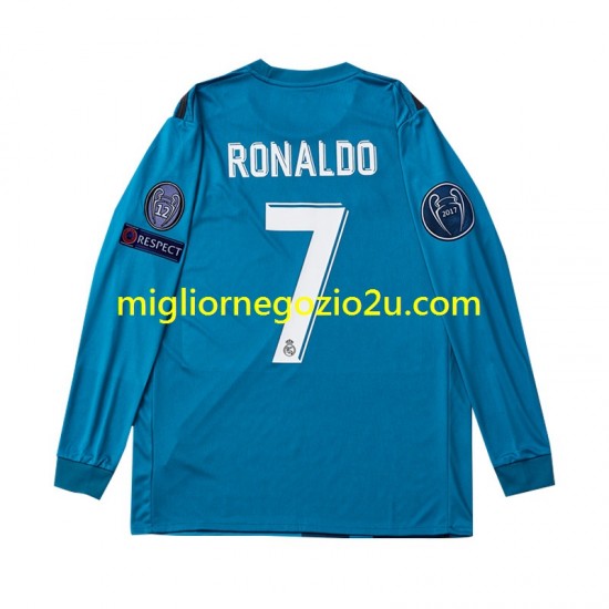 Maglia Real Madrid Cristiano Ronaldo 7 2017 Retro Bambino Terza Divisa Manica Lunga