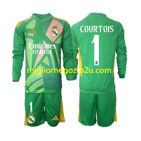 Maglia Real Madrid Thibaut Courtois 1 Portiere Bambino Terza Divisa 2024-2025 Manica Lunga