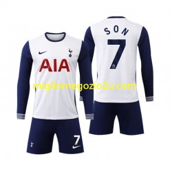 Maglia Tottenham Spurs Son 7 Bambino Casa Divisa 2024-2025 Manica Lunga