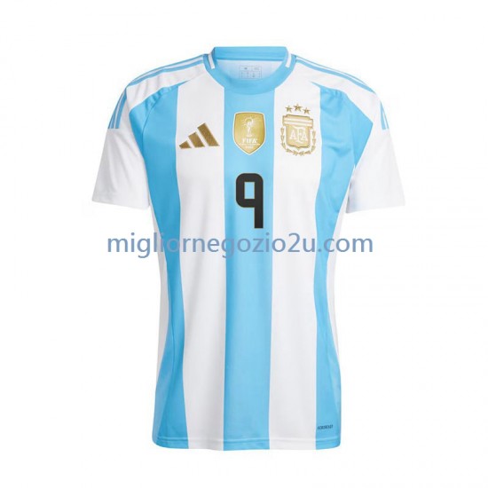 Maglia Argentina Julian Alvarez 9 Uomo Casa Divisa 2024 Manica Corta