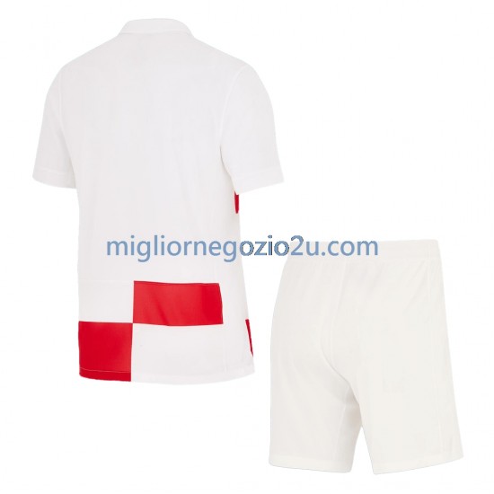 Maglia Croazia Bambino Casa Divisa Euro 2024 Manica Corta