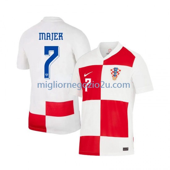 Maglia Croazia Lovro Majer 7 Uomo Casa Divisa Euro 2024 Manica Corta