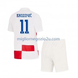 Maglia Croazia Marcelo Brozovic 11 Bambino Casa Divisa Euro 2024 Manica Corta