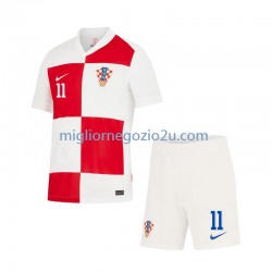 Maglia Croazia Marcelo Brozovic 11 Bambino Casa Divisa Euro 2024 Manica Corta