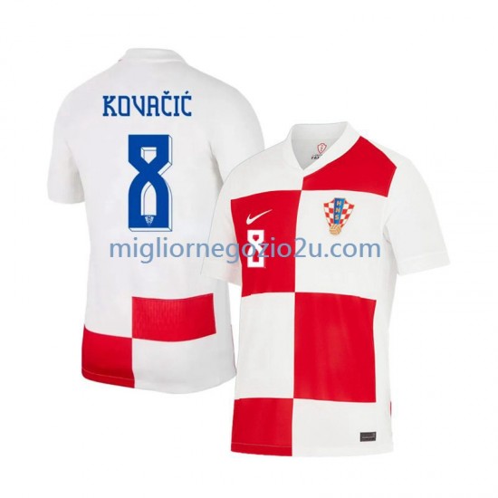 Maglia Croazia Mateo Kovacic 8 Uomo Casa Divisa Euro 2024 Manica Corta