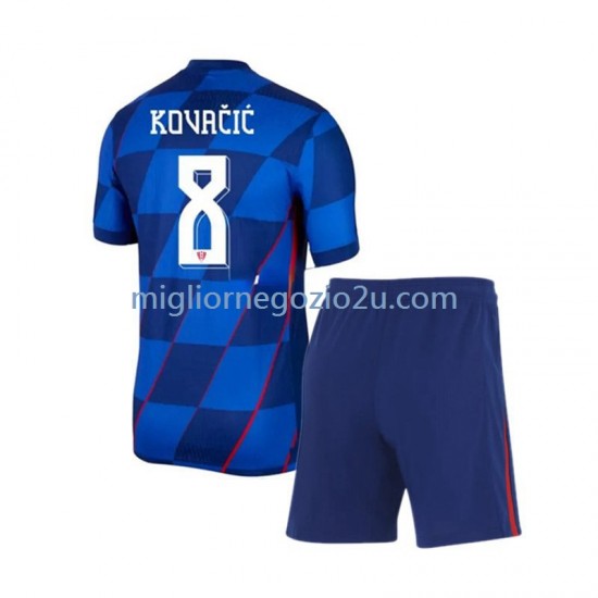 Maglia Croazia Mateo Kovacic 8 Bambino Trasferta Divisa Euro 2024 Manica Corta