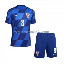 Maglia Croazia Mateo Kovacic 8 Bambino Trasferta Divisa Euro 2024 Manica Corta