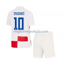 Maglia Croazia Modrić 10 Bambino Casa Divisa Euro 2024 Manica Corta