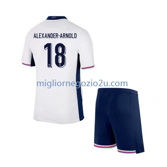 Maglia Inghilterra Trent Alexander-Arnold 18 Bambino Casa Divisa Euro 2024 Manica Corta