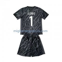 Maglia Francia Hugo Lloris 1 Portiere Bambino Trasferta Divisa Euro 2024 Manica Corta