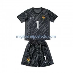 Maglia Francia Hugo Lloris 1 Portiere Bambino Trasferta Divisa Euro 2024 Manica Corta