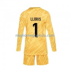Maglia Francia Hugo Lloris 1 Portiere Bambino Casa Divisa Euro 2024 Manica Lunga