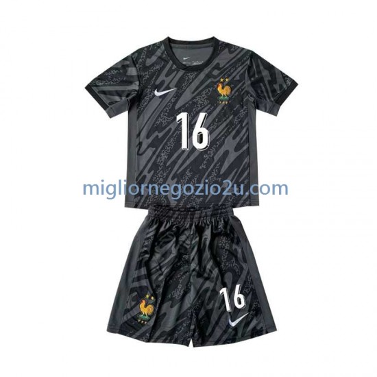 Maglia Francia Mike Maignan 16 Portiere Bambino Trasferta Divisa Euro 2024 Manica Corta