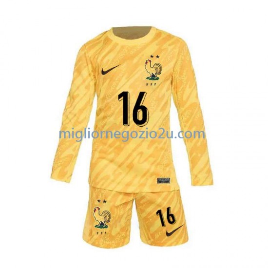 Maglia Francia Mike Maignan 16 Portiere Bambino Casa Divisa Euro 2024 Manica Lunga