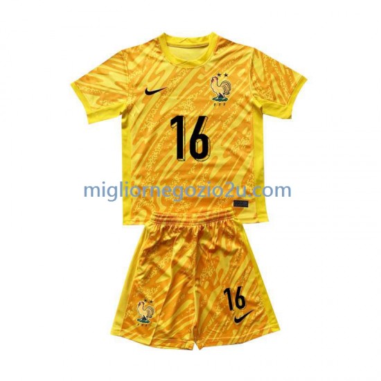 Maglia Francia Mike Maignan 16 Portiere Bambino Casa Divisa Euro 2024 Manica Corta