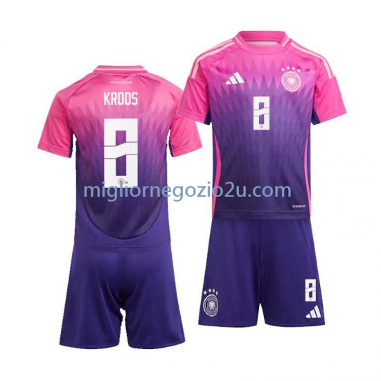 Maglia Germania Toni Kroos 8 Bambino Trasferta Divisa Euro 2024 Manica Corta