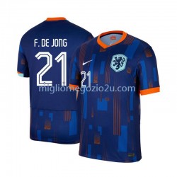 Maglia Paesi Bassi Frenkie de Jong 21 Uomo Trasferta Divisa Euro 2024 Manica Corta
