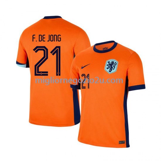Maglia Paesi Bassi Frenkie de Jong 21 Uomo Casa Divisa Euro 2024 Manica Corta