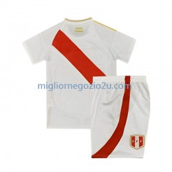 Maglia Perù Bambino Casa Divisa 2024 Manica Corta