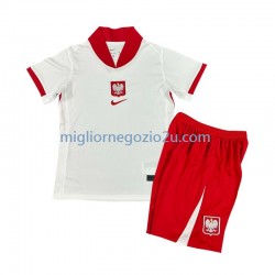 Maglia Polonia Bambino Casa Divisa Euro 2024 Manica Corta