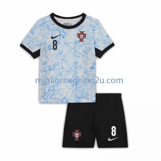 Maglia Portogallo Bruno Fernandes 8 Bambino Trasferta Divisa Euro 2024 Manica Corta