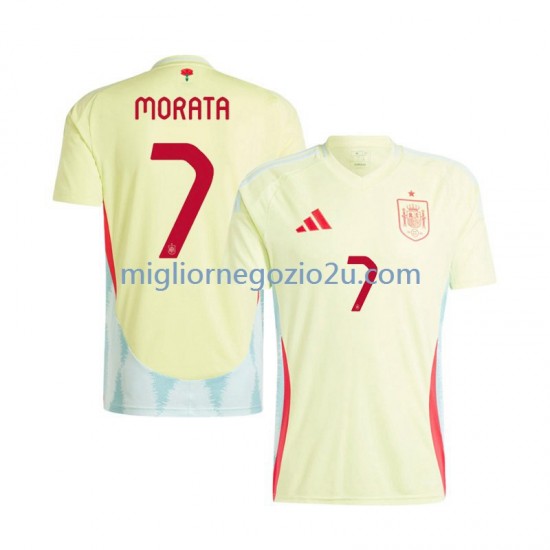 Maglia Spagna Alvaro Morata 7 Uomo Trasferta Divisa Euro 2024 Manica Corta