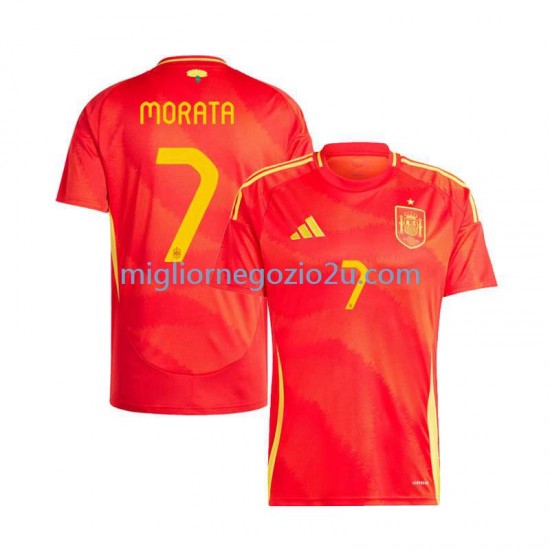Maglia Spagna Alvaro Morata 7 Uomo Casa Divisa Euro 2024 Manica Corta