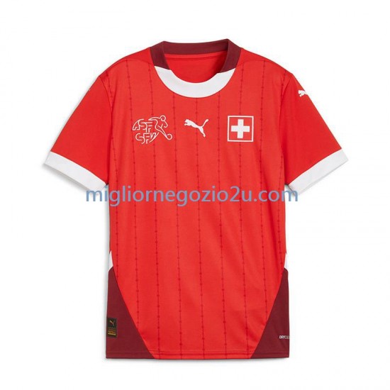 Maglia Svizzera Uomo Casa Divisa Euro 2024 Manica Corta