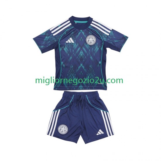 Maglia Leicester City Bambino Trasferta Divisa 2025-2026 Manica Corta