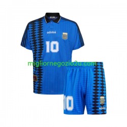 Maglia Argentina MARADONA 10 Retro Bambino Trasferta Divisa 1994 Manica Corta