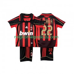 Maglia AC Milan KAKA 22 -2007 Retro Bambino Casa Divisa 2006 Manica Corta