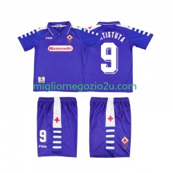 Maglia ACF Fiorentina BATISTUTA 9 Retro Bambino Casa Divisa 1998 1999 Manica Corta