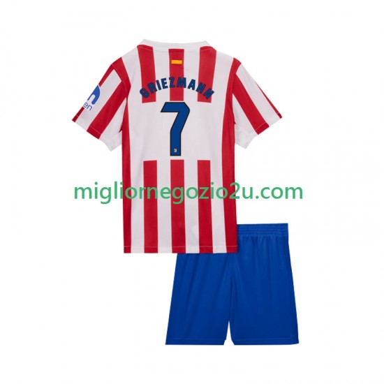 Maglia Atlético Madrid Antoine Griezmann 7 Bambino Casa Divisa 2025-2026 Manica Corta
