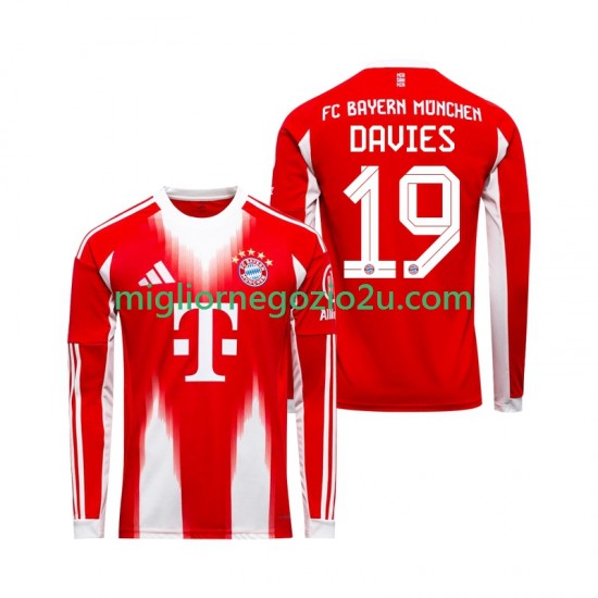Maglia FC Bayern München Alphonso Davies 19 Uomo Casa Divisa 2025-2026 Manica Lunga