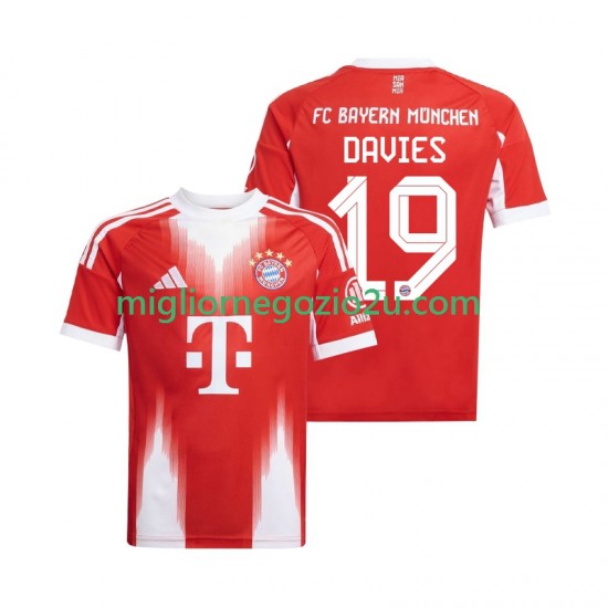 Maglia FC Bayern München Alphonso Davies 19 Uomo Casa Divisa 2025-2026 Manica Corta