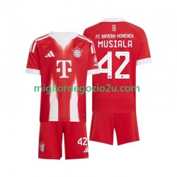 Maglia FC Bayern München Jamal Musiala 42 Bambino Casa Divisa 2025-2026 Manica Corta
