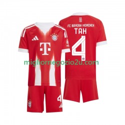 Maglia FC Bayern München Jonathan Tah 4 Bambino Casa Divisa 2025-2026 Manica Corta