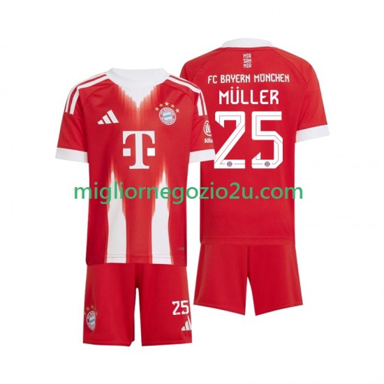 Maglia FC Bayern München Thomas Muller 25 Bambino Casa Divisa 2025-2026 Manica Corta
