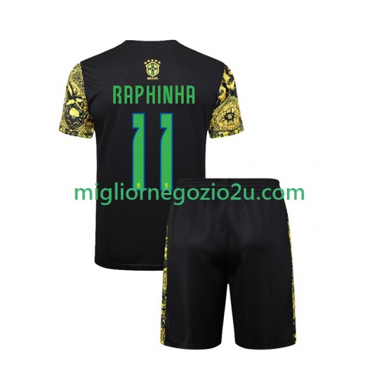 Maglia Brasile RAPHINHA 11 Jesus Bambino Casa Divisa 2024 Manica Corta